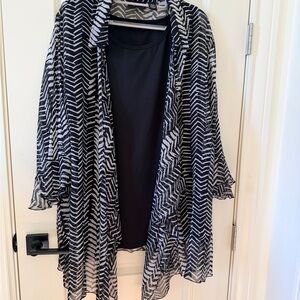 Maggie Barnes Black and White Chevron Blouse